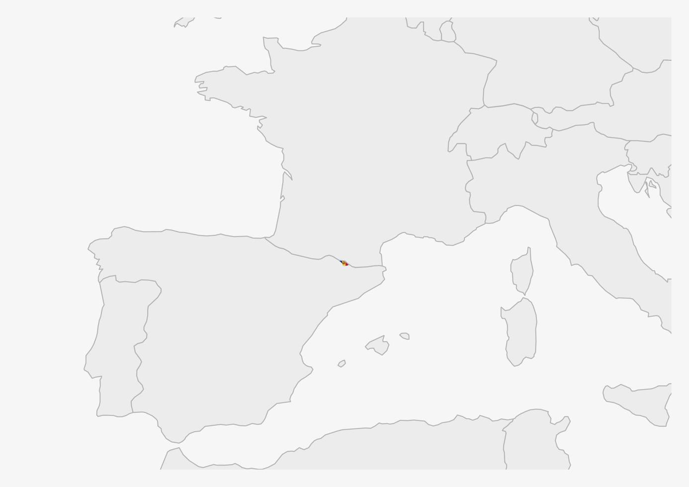 mapa de andorra destacado nas cores da bandeira de andorra vetor