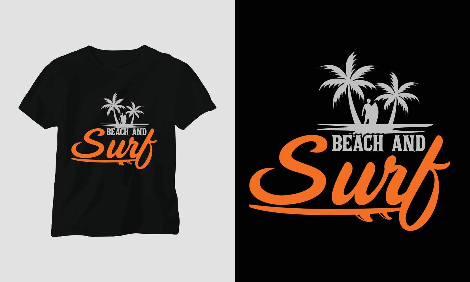 design de camiseta de surf, cor retrô vetor