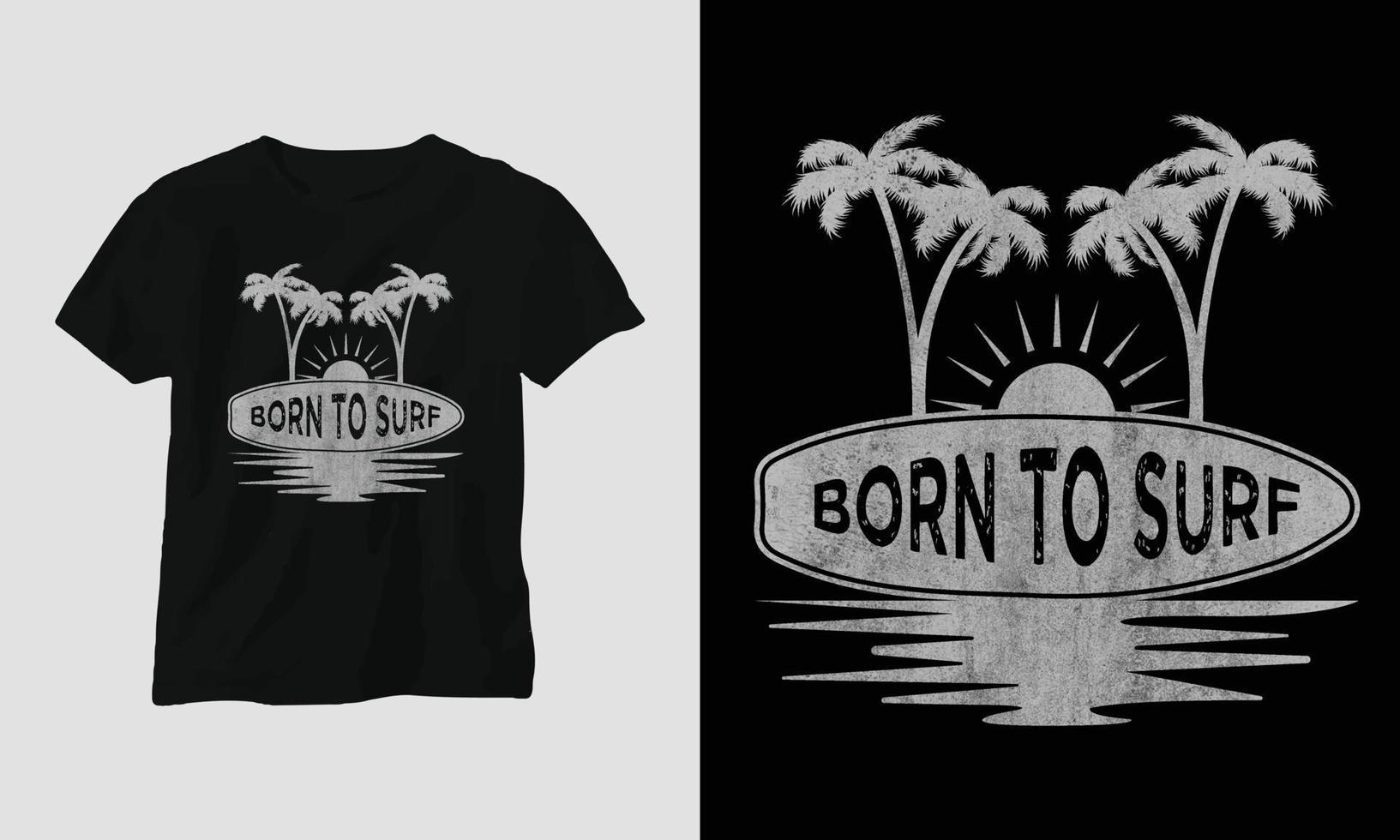 design de camiseta de surf, cor retrô vetor