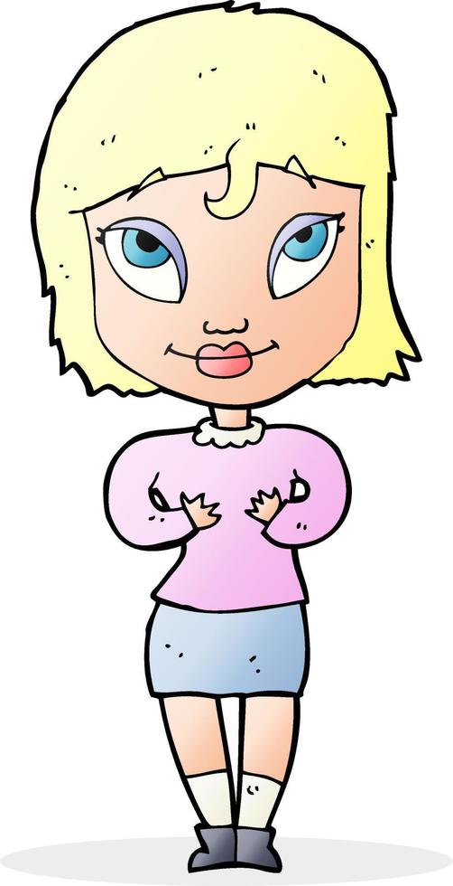 doodle personagem de desenho animado mulher gesticulando para si mesmo vetor