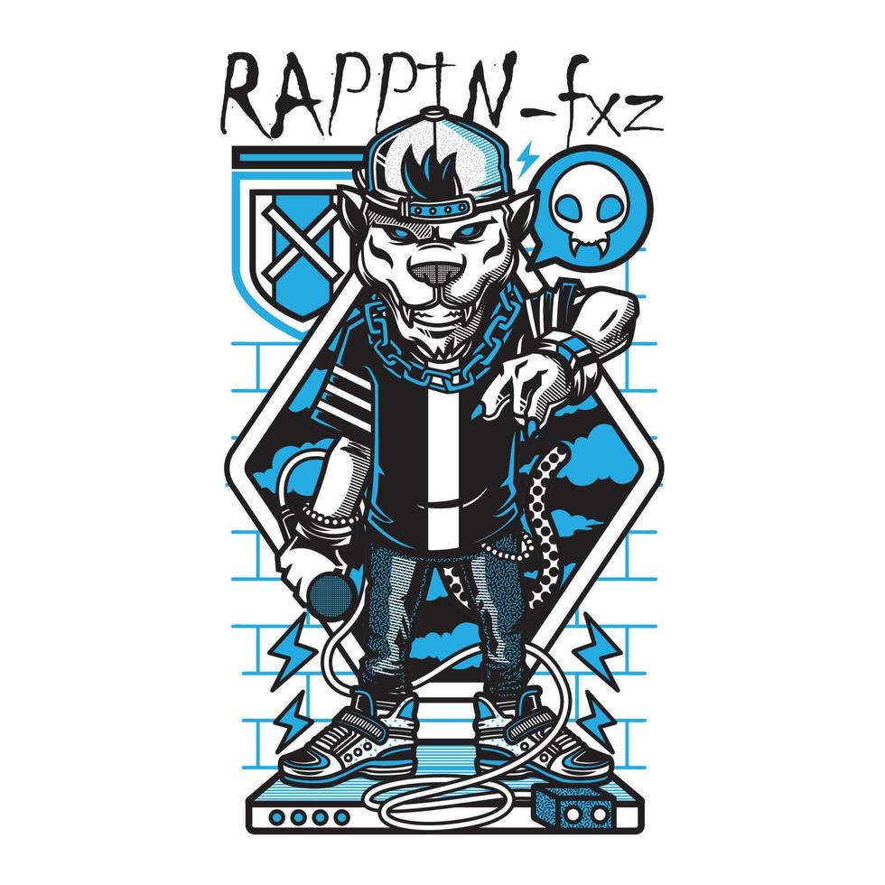 design de t-shirt rappin fxz. pode ser usado para impressão de t-shirt, impressão de caneca, travesseiros, design de impressão de moda, desgaste infantil, chá de bebê, saudação e cartão postal. design de camiseta vetor