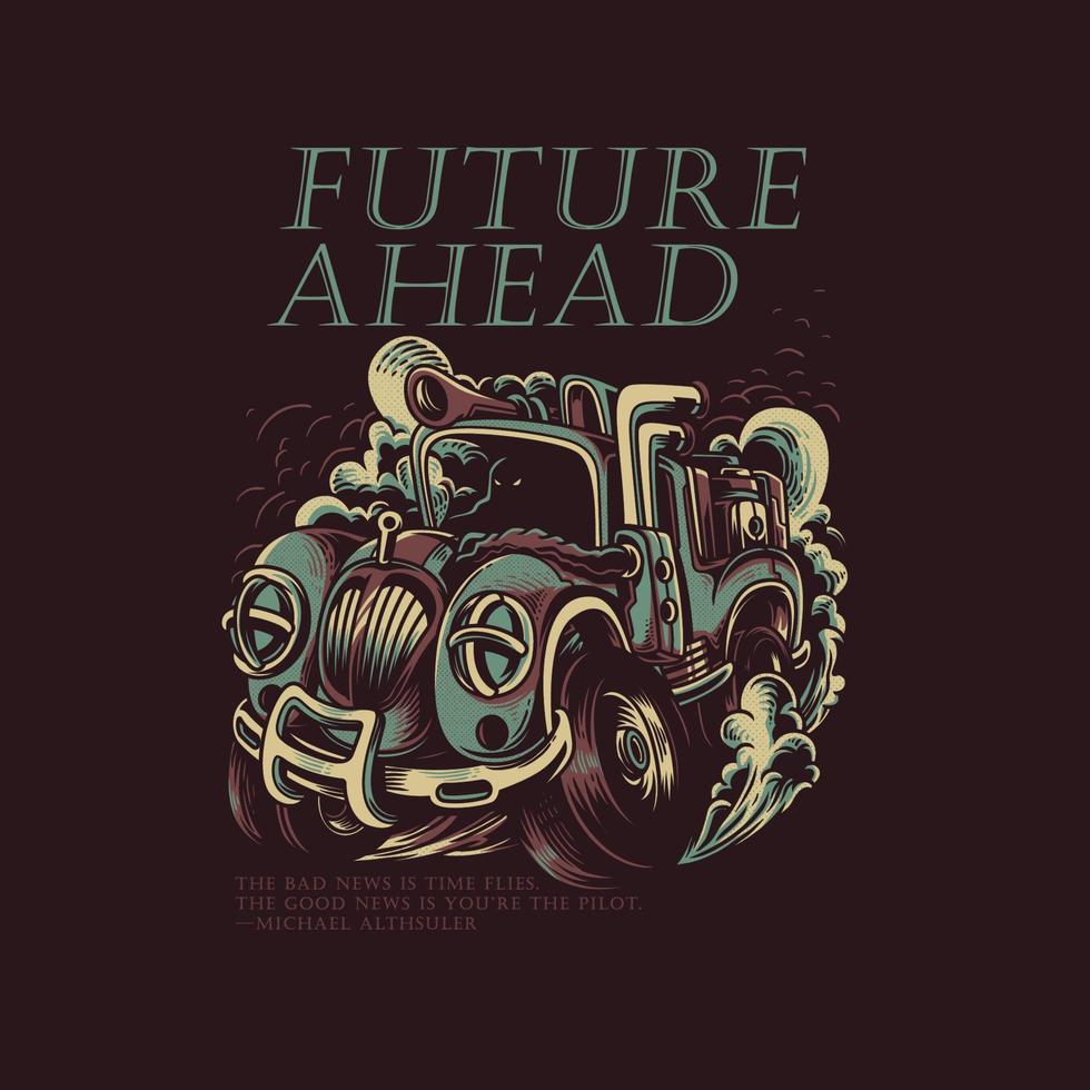 design de t-shirt futuro à frente. pode ser usado para impressão de t-shirt, impressão de caneca, travesseiros, design de impressão de moda, desgaste infantil, chá de bebê, saudação e cartão postal. design de camiseta vetor