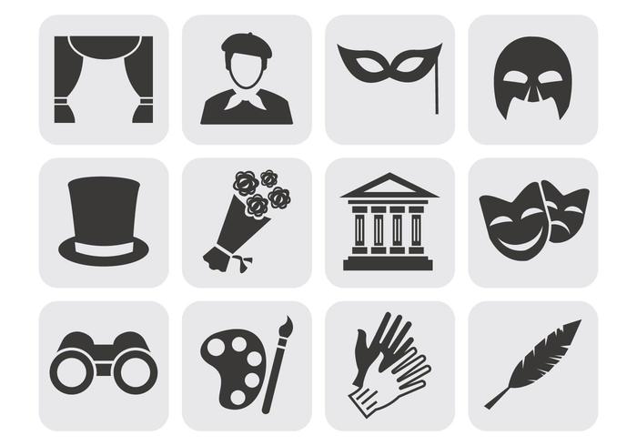 Free Theatre Acting Perform Icons Vector