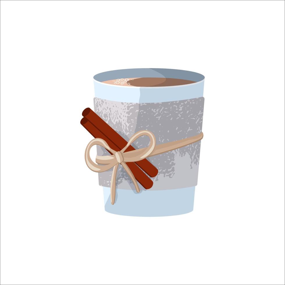 caneca com café quente decorado com paus de canela, calor e conforto na estação fria, ilustração vetorial vetor
