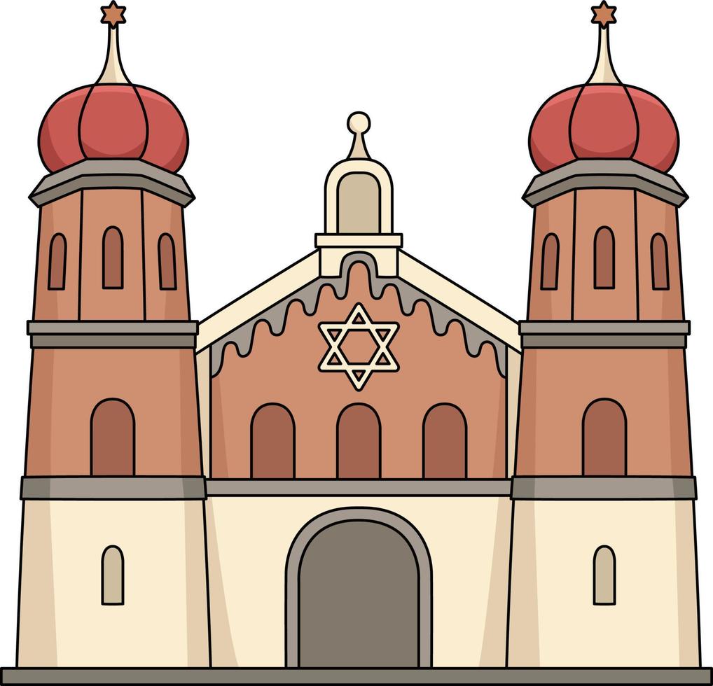 clipart colorido dos desenhos animados da igreja judaica de hanukkah vetor