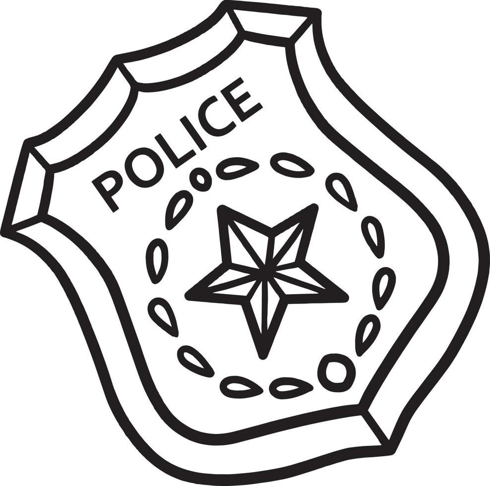 distintivo de polícia isolado para colorir para crianças vetor