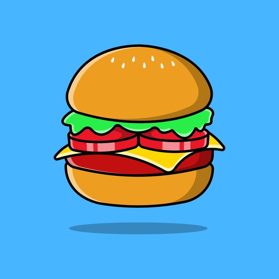 ilustração de ícones do vetor dos desenhos animados hambúrguer de queijo. conceito de desenho animado plano. adequado para qualquer projeto criativo.