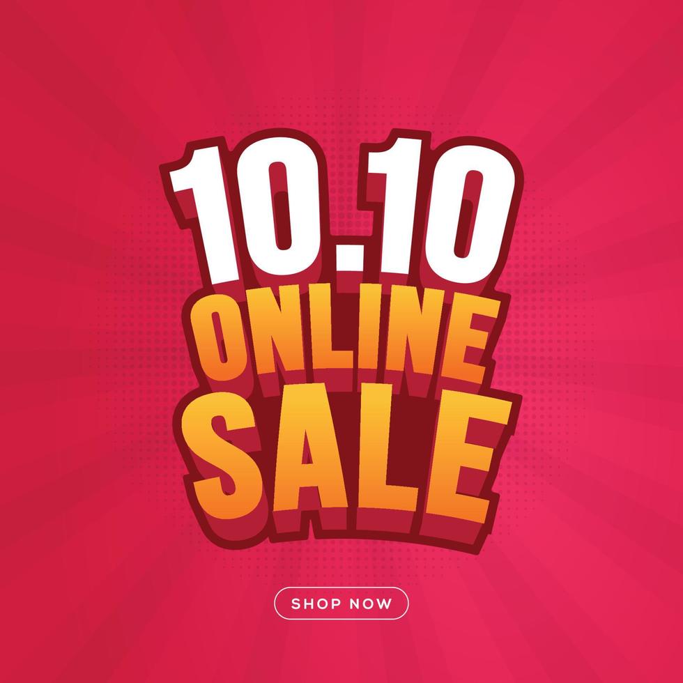 10.10 promoção de desconto de banner de venda de dia de compras on-line vetor