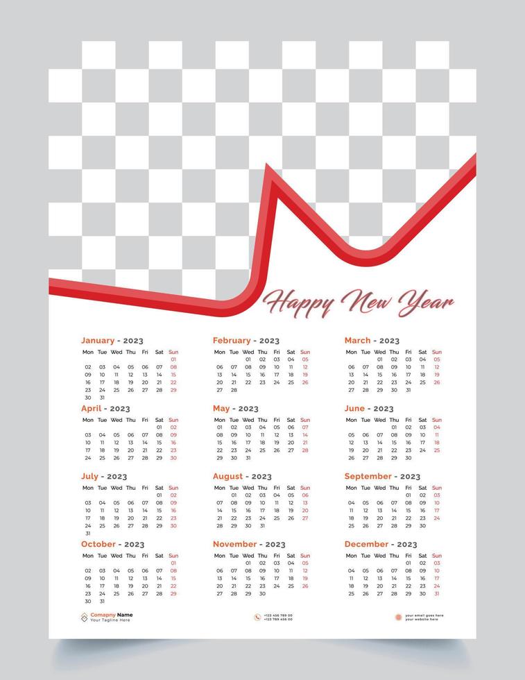 design de modelo de calendário de parede 2023 vetor