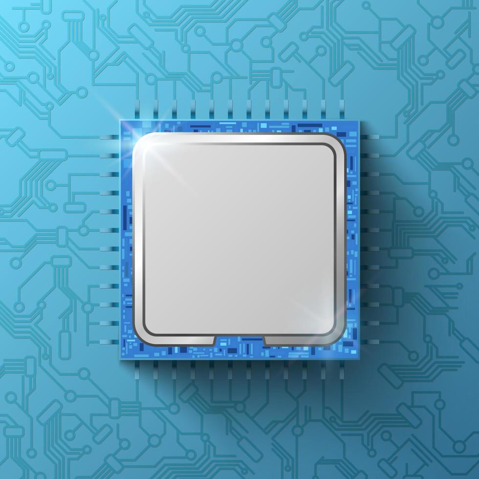 microchip. CPU do computador. microprocessador em fundo abstrato de design de placa de circuito impresso detalhado, ilustração vetorial vetor