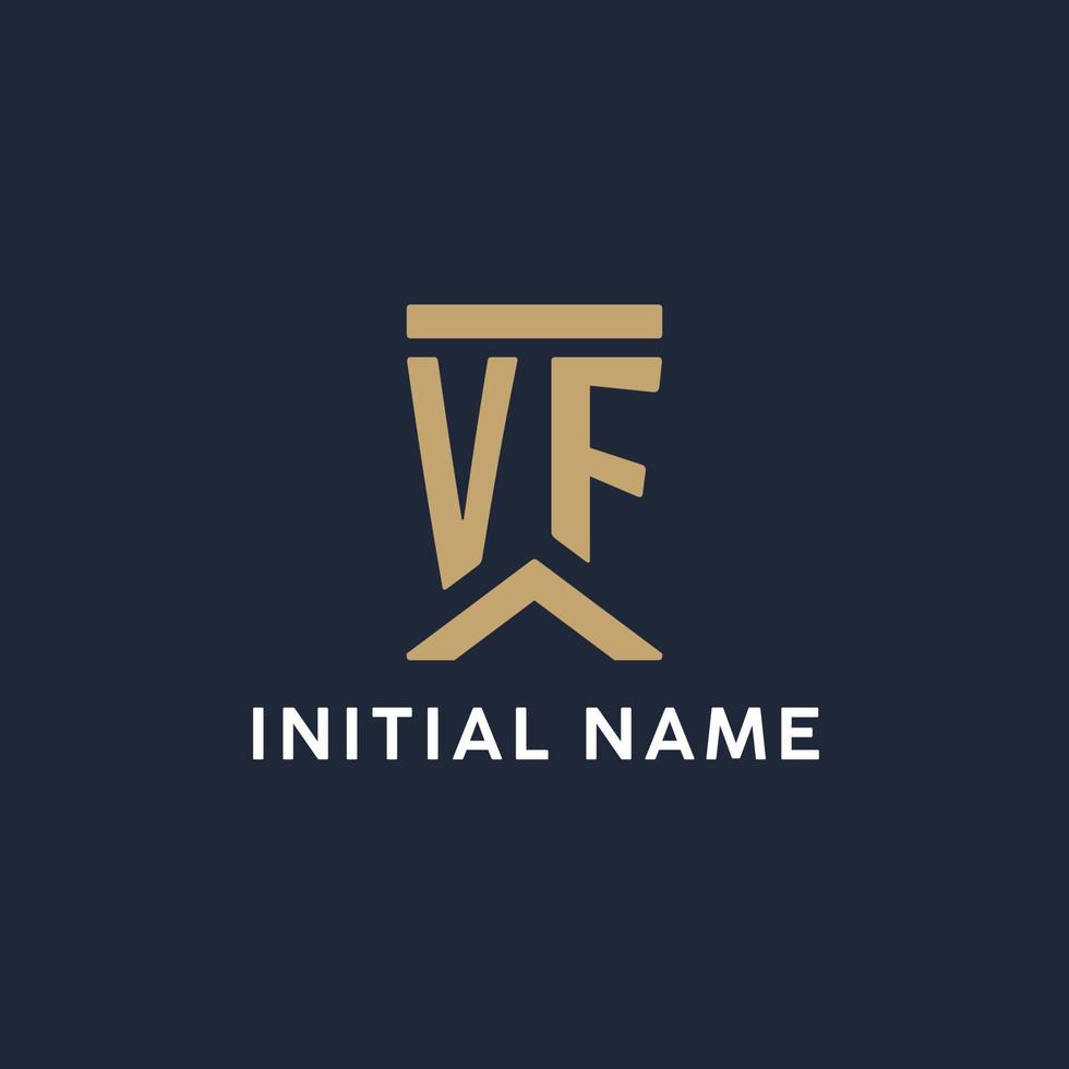 design de logotipo de monograma inicial vf em estilo retangular com lados curvos vetor