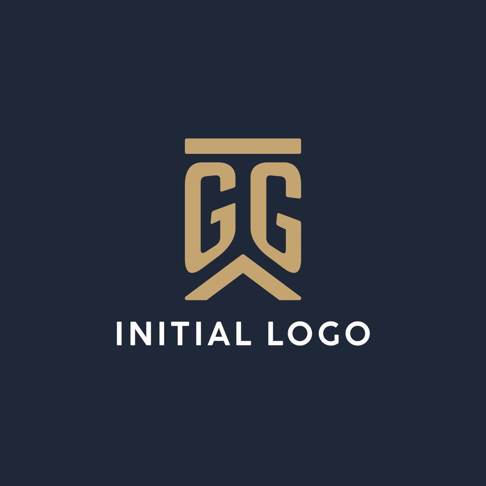 gg design de logotipo de monograma inicial em estilo retangular com lados curvos vetor