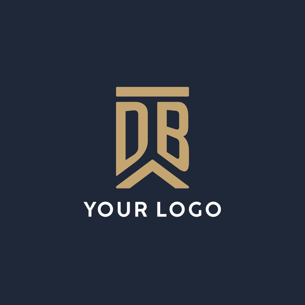 db design de logotipo de monograma inicial em estilo retangular com lados curvos vetor