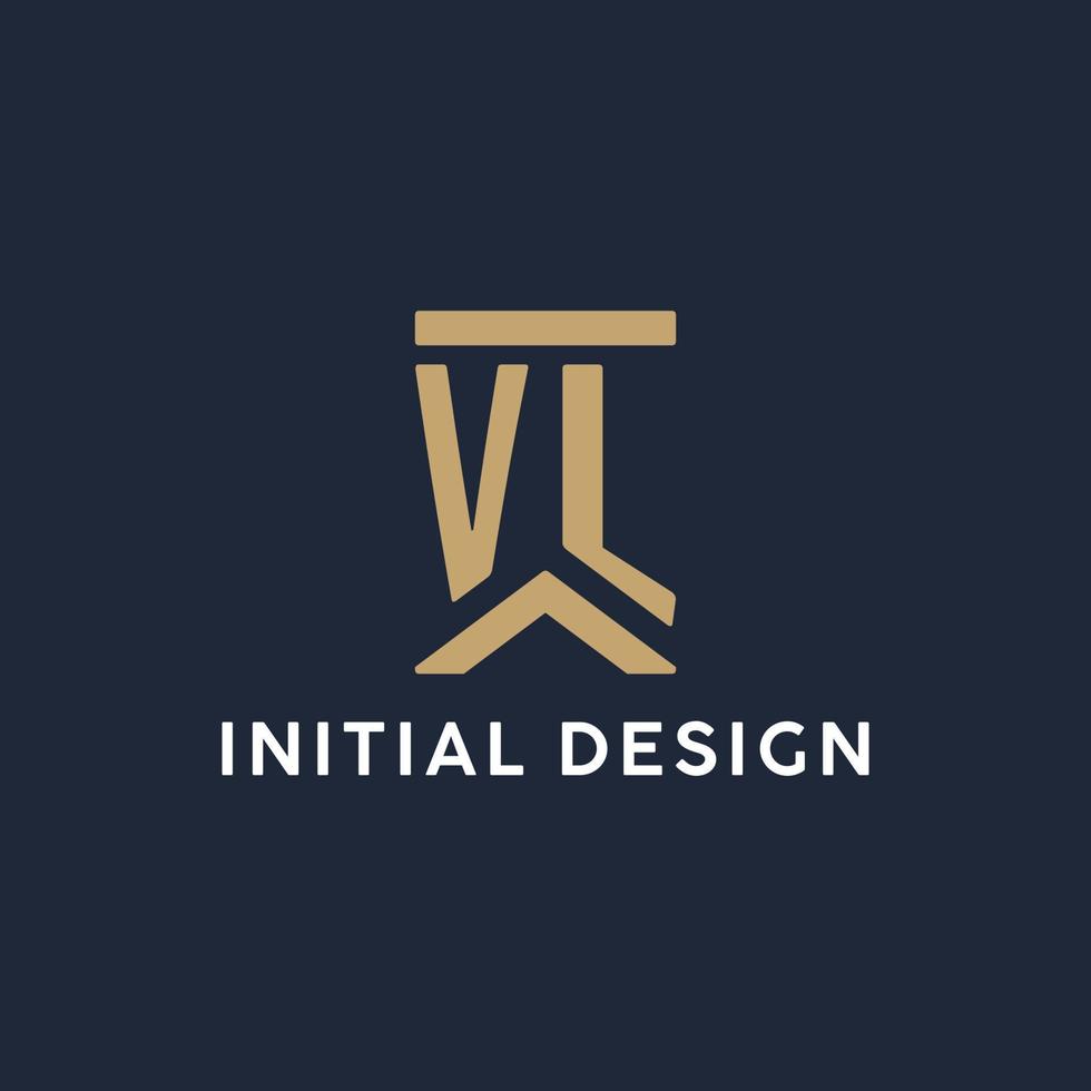 vl design inicial do logotipo do monograma em estilo retangular com lados curvos vetor