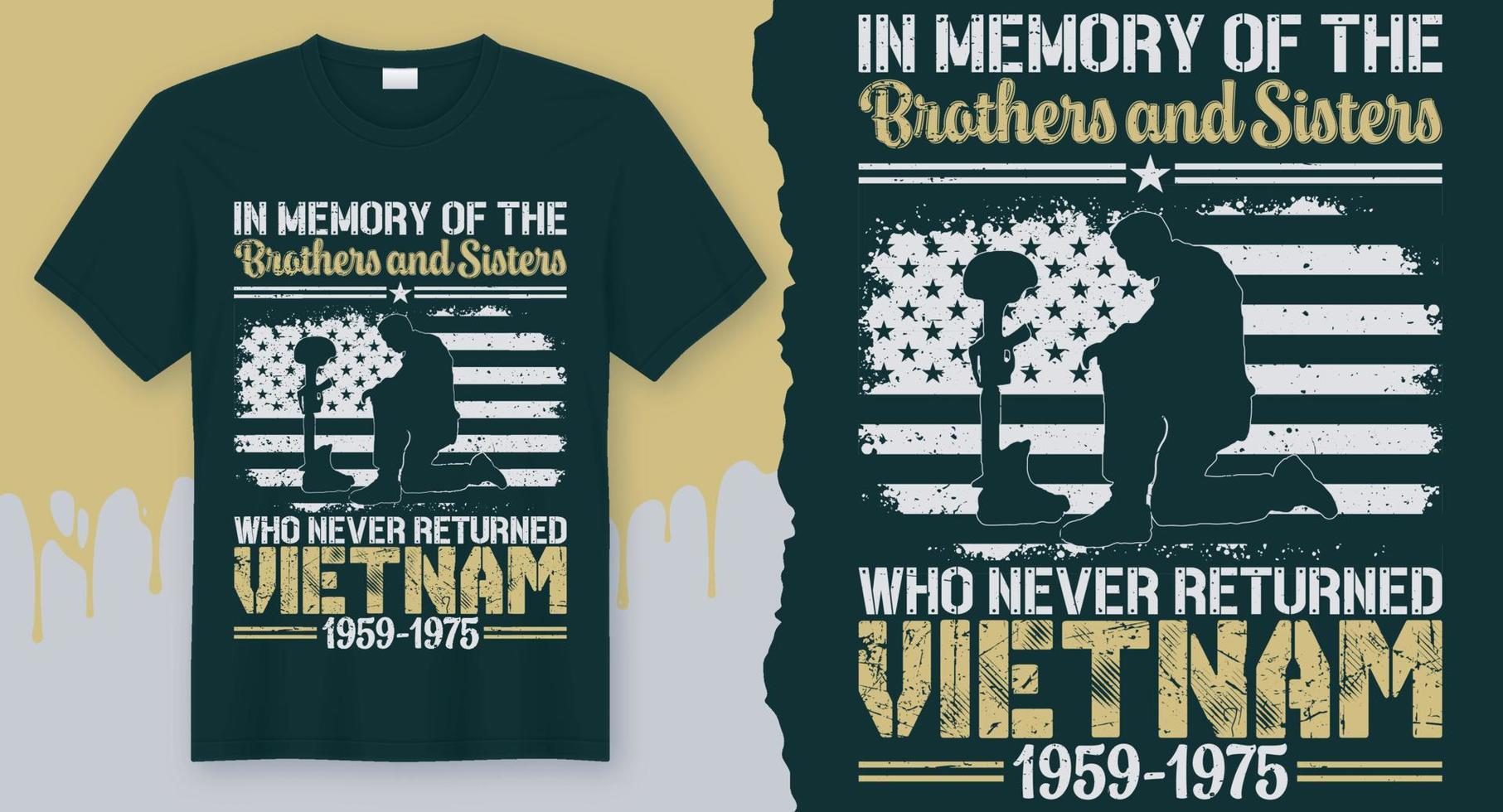 em memória dos irmãos e irmãs que nunca retornaram ao Vietnã 1959-1975. vetor de design de camiseta veterano para o exército dos eua
