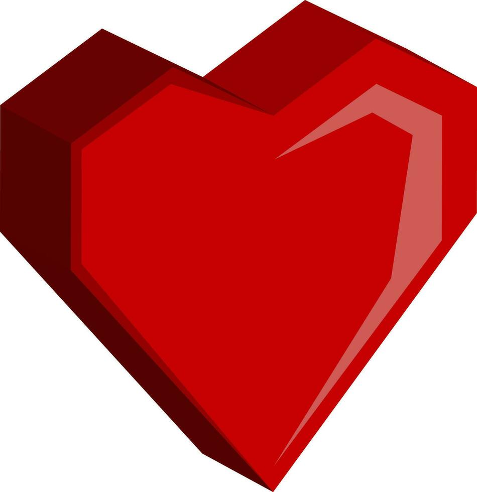 ícone isométrico de coração vermelho. símbolo de sinal de amor. desenho isométrico. projeto plano. com fundo branco. isolado. ilustração vetorial vetor