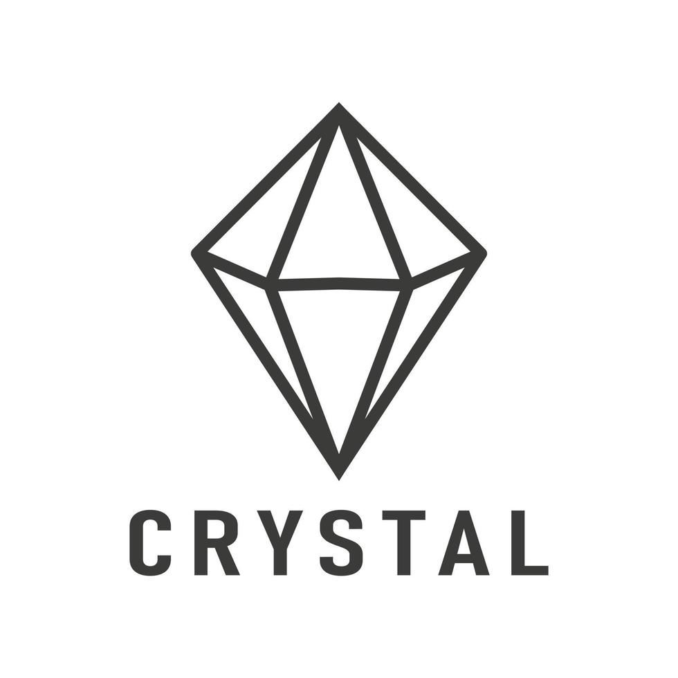 design de logotipo de vetor. logotipo de cristal em estilo linear mínimo, ilustração criativa do modelo de vetor de ícone de logotipo de sinal de cristal moderno