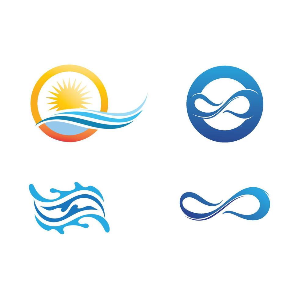 logotipo de forma redonda isolada. logotipo de cor azul. imagem de água corrente. mar, oceano, superfície do rio. vetor