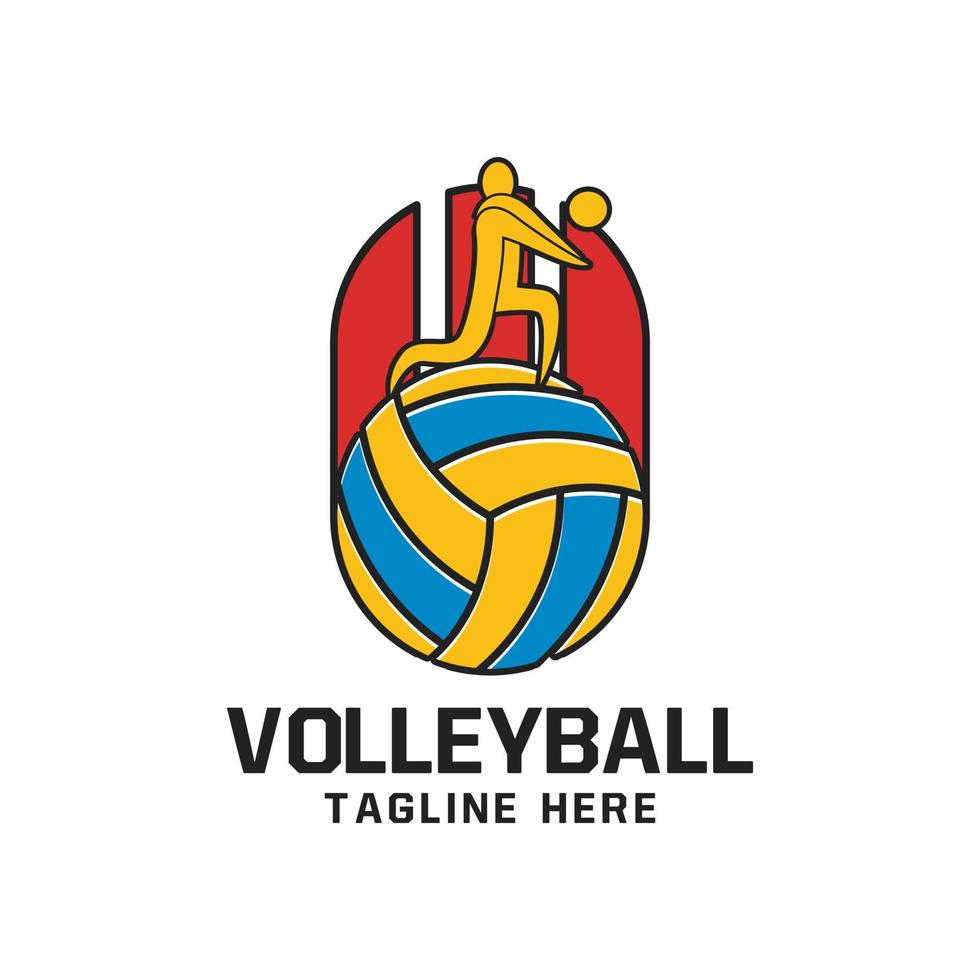 design de emblema de logotipo de esporte de vôlei vetor