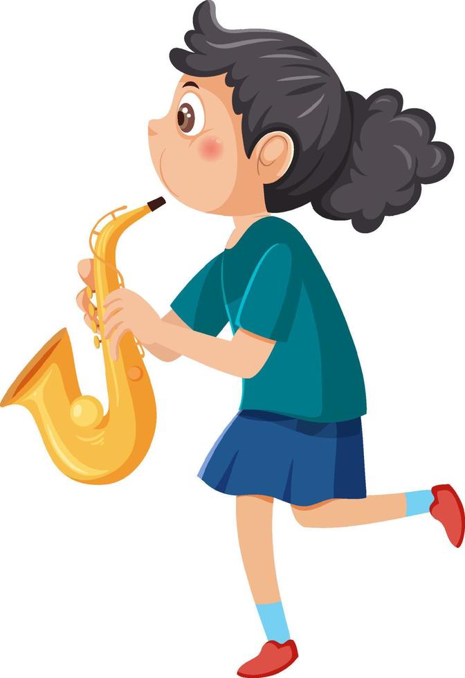 uma garota tocando saxofone vetor