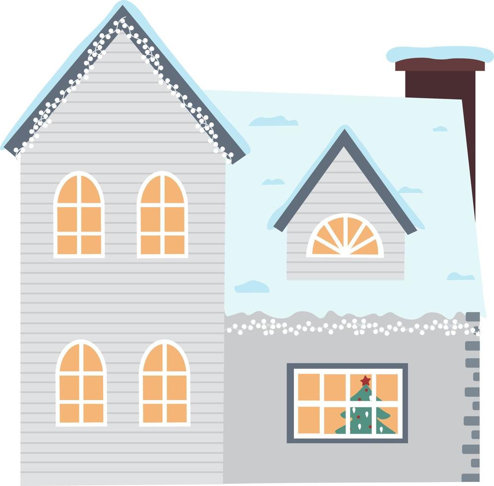 ilustração em vetor de casa escandinava. conjunto de edifícios decorados isolados para o ano novo e natal