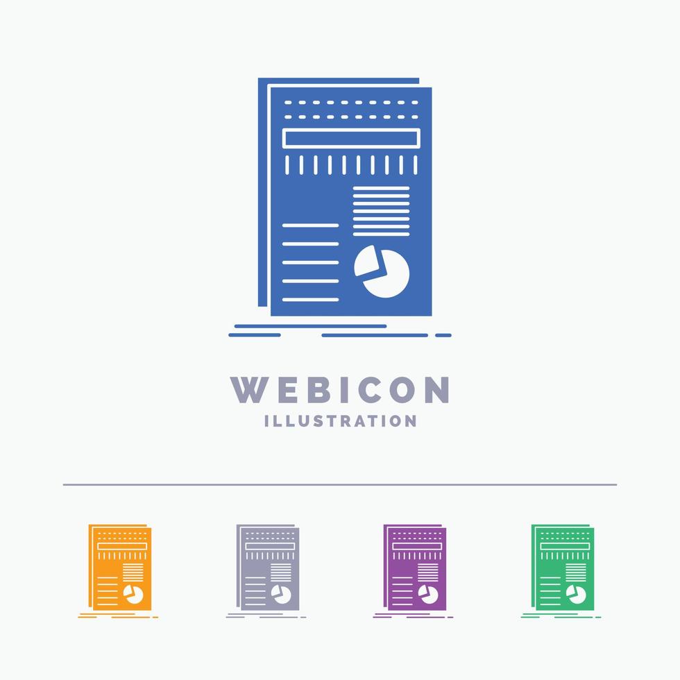 o negócio. dados. finança. relatório. Estatísticas modelo de ícone de web glifo de 5 cores isolado no branco. ilustração vetorial vetor