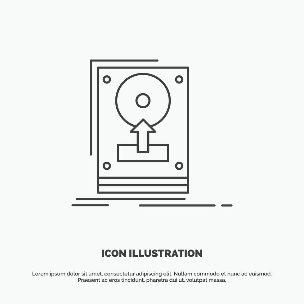 instalar. dirigir. HD. Salve . ícone de upload. símbolo cinza de vetor de linha para ui e ux. site ou aplicativo móvel