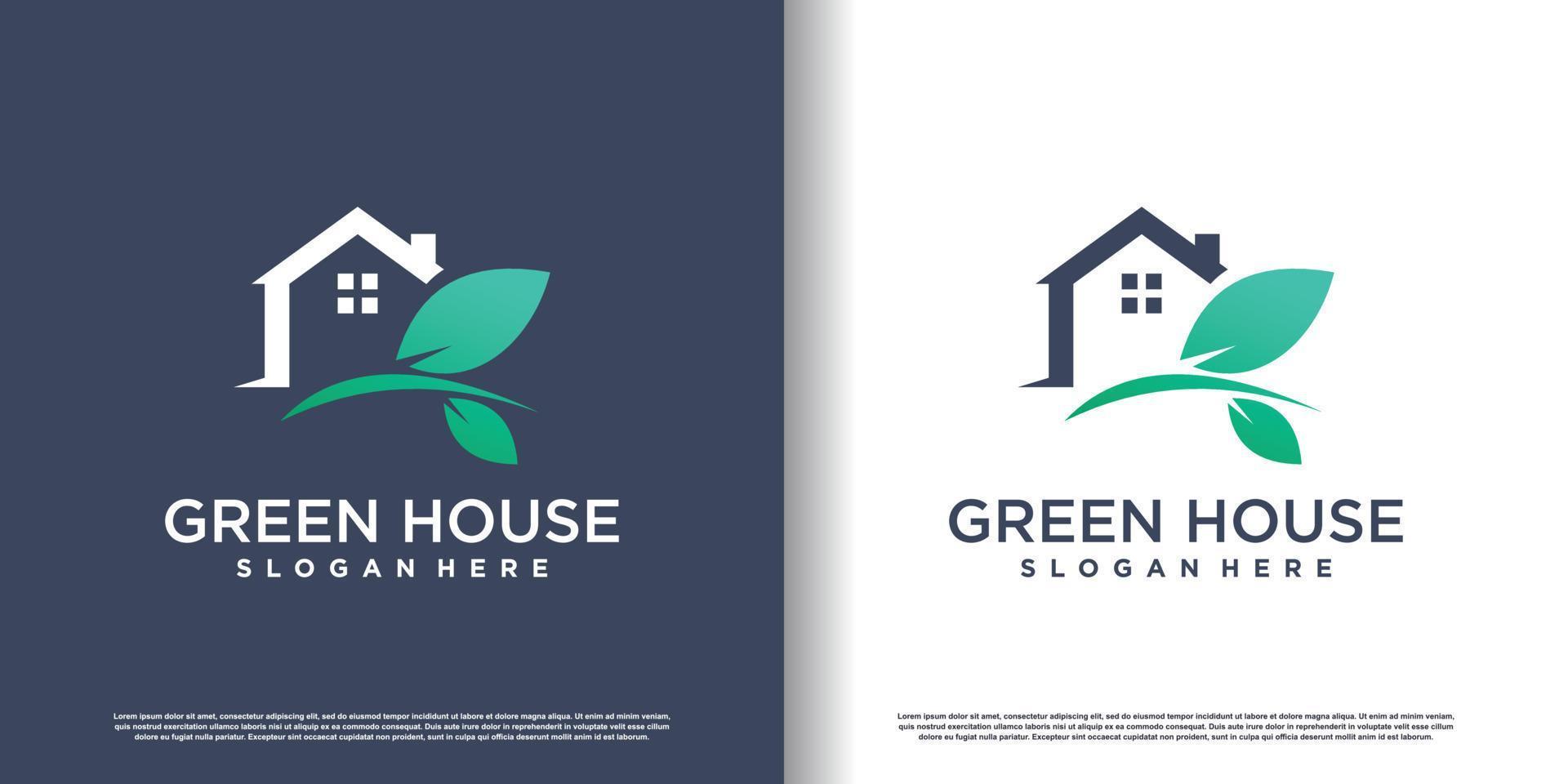 modelo de design de logotipo de casa verde vetor premium