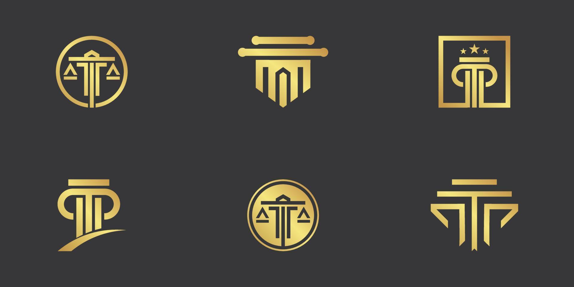 coleção de logotipo de advogado com vetor premium de conceito criativo dourado