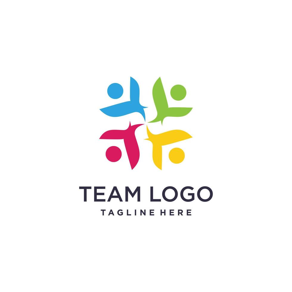 design de logotipo de trabalho em equipe com vetor premium de estilo criativo moderno