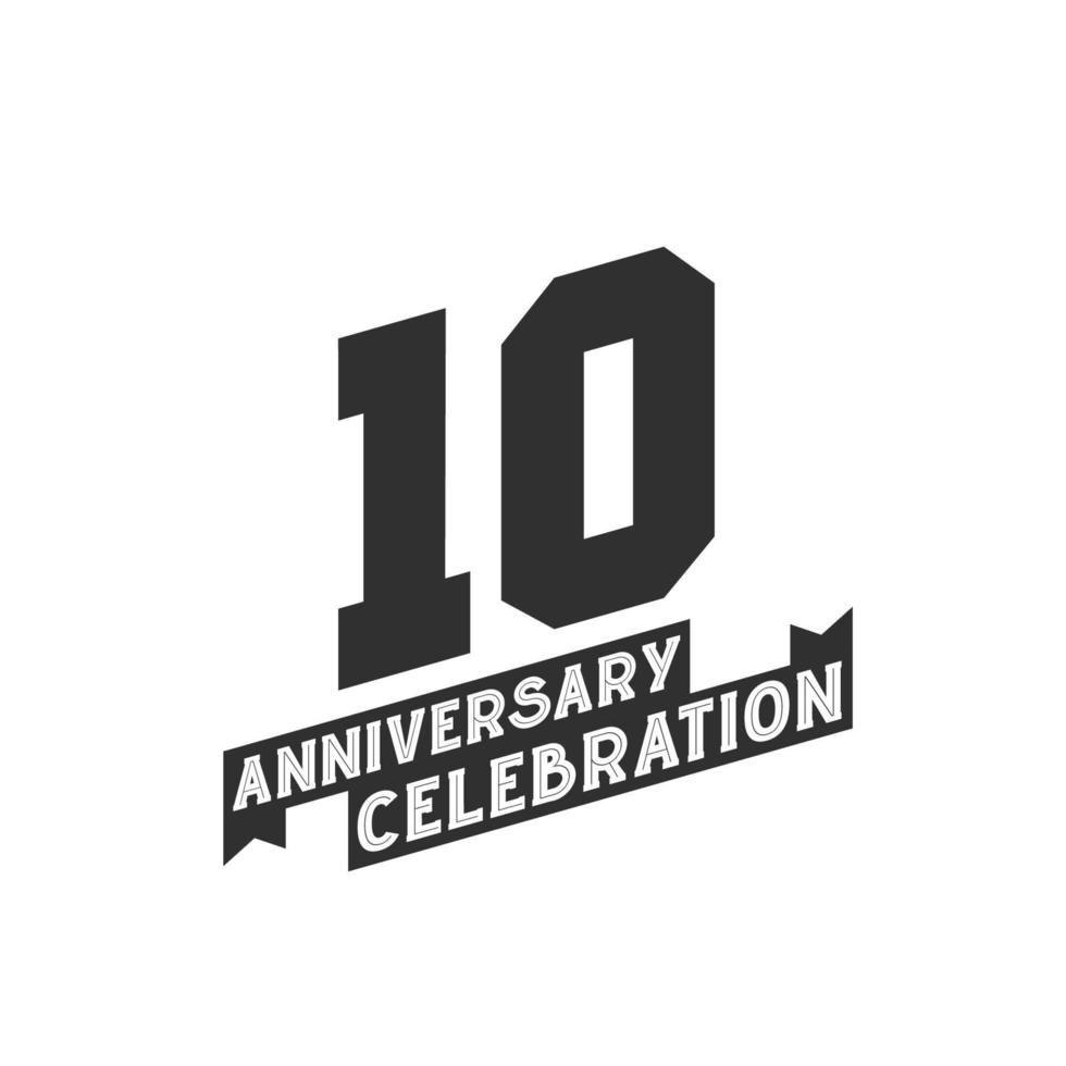 cartão de felicitações de comemoração de 10 anos, aniversário de 10 anos vetor