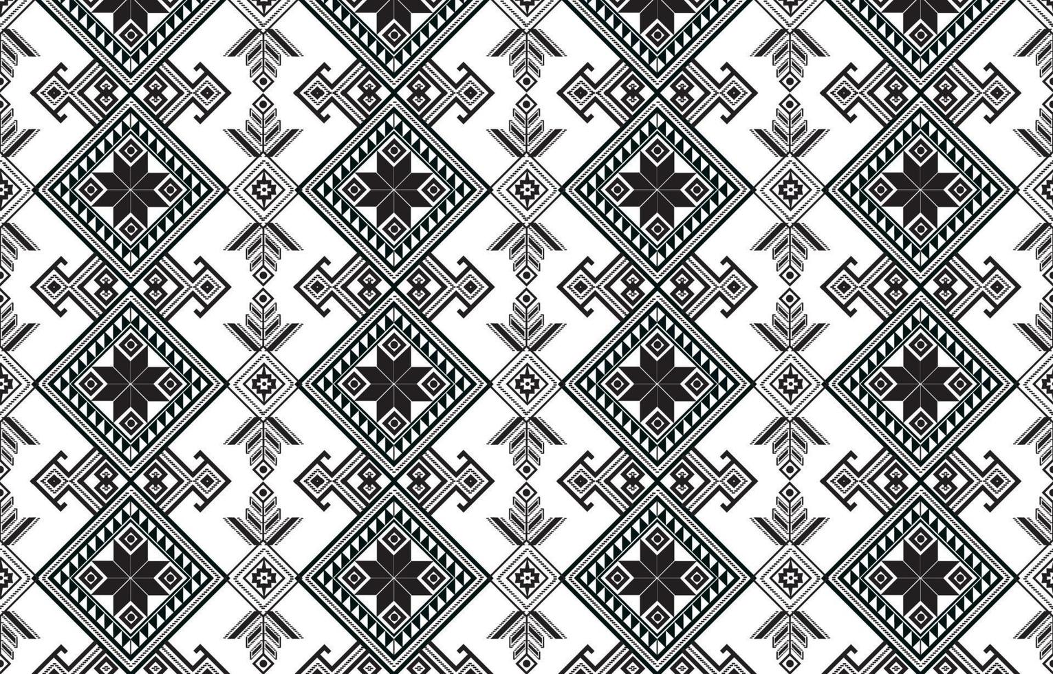 estilo tradicional de tecido de padrão étnico geométrico. tom preto e branco. design para azulejo, cerâmica, fundo, papel de parede, roupas, papel de embrulho, tecido e ilustração vetorial. estilo padrão vetor