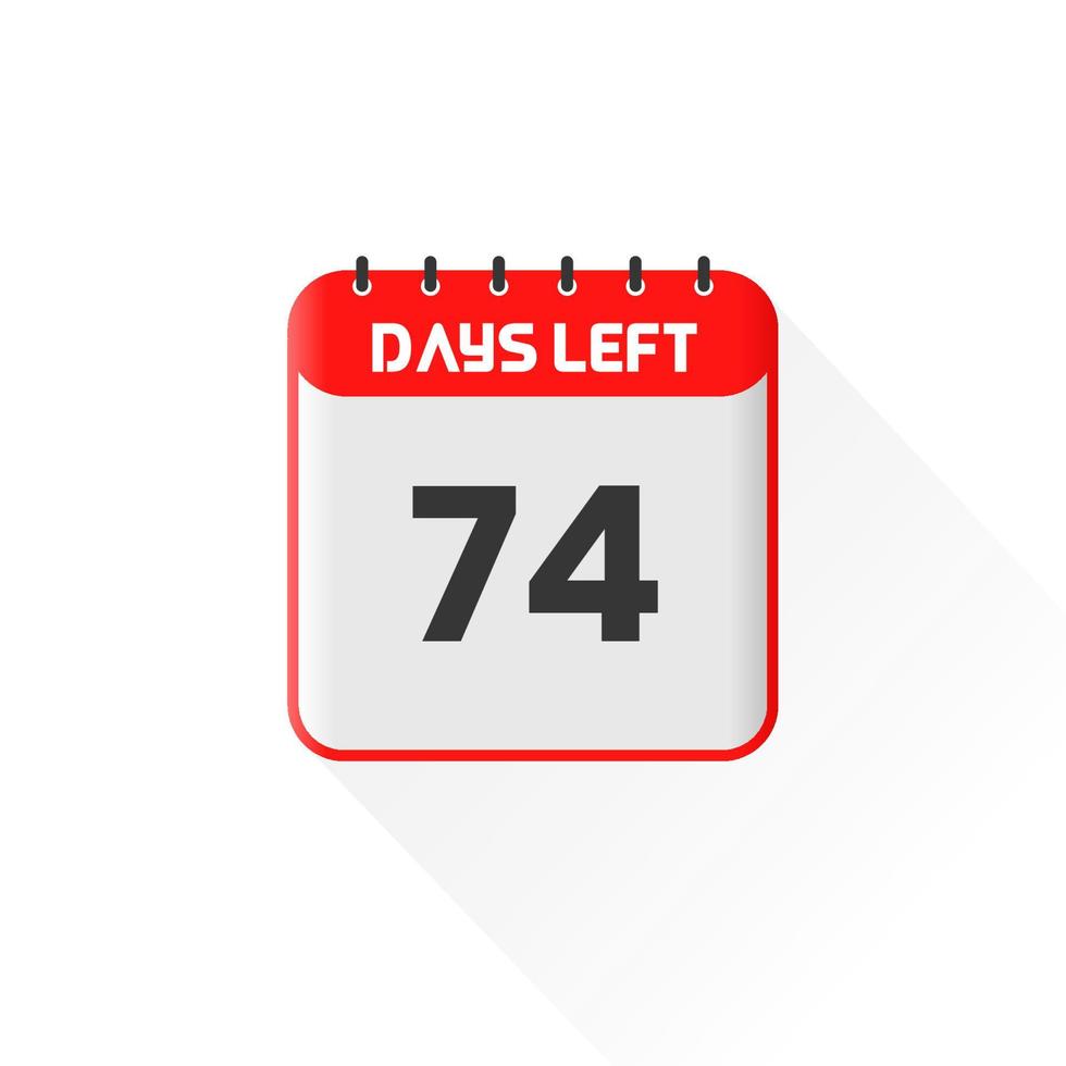 ícone de contagem regressiva 74 dias restantes para promoção de vendas. banner de vendas promocionais faltam 74 dias vetor