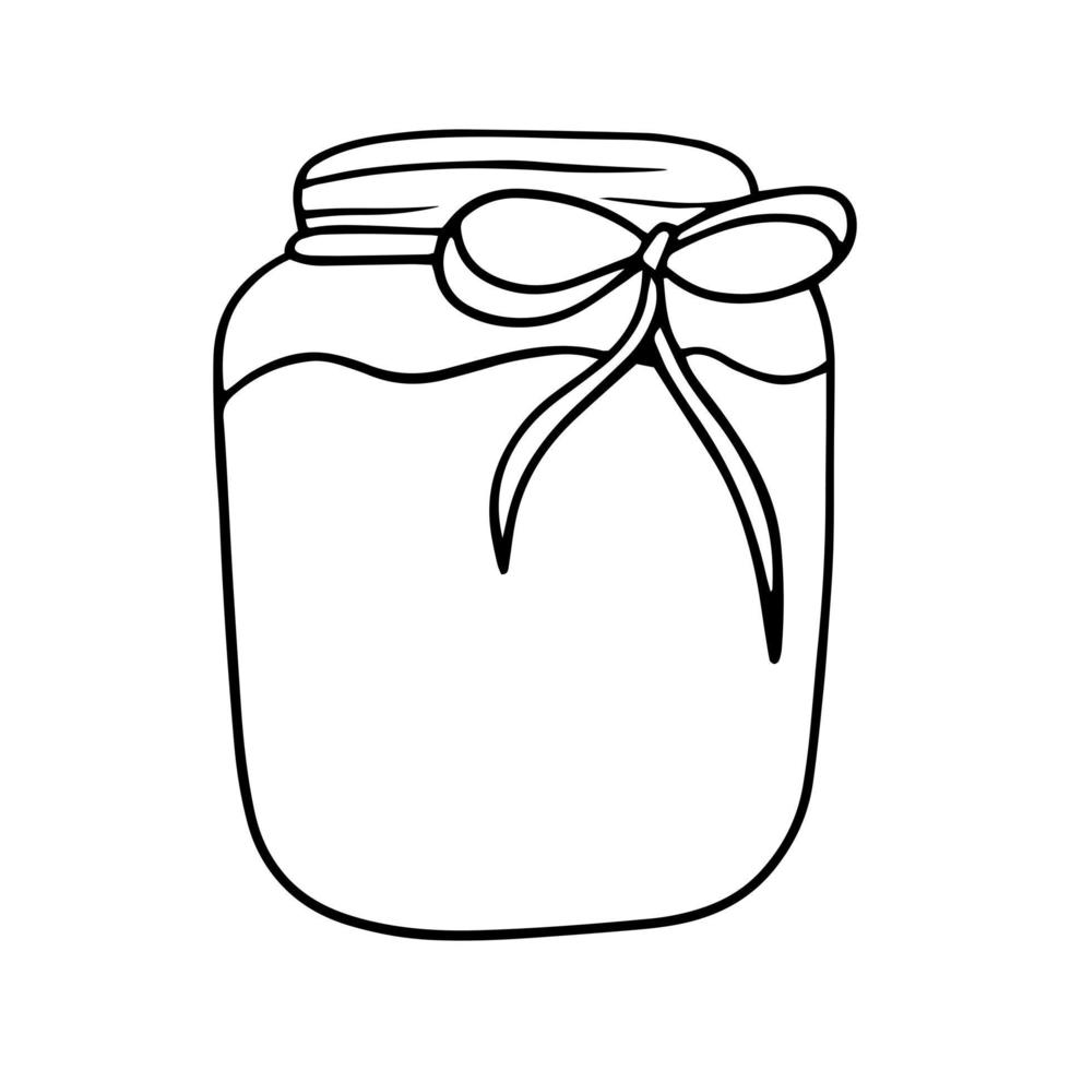 frasco de vidro com geleia em estilo doodle vetor