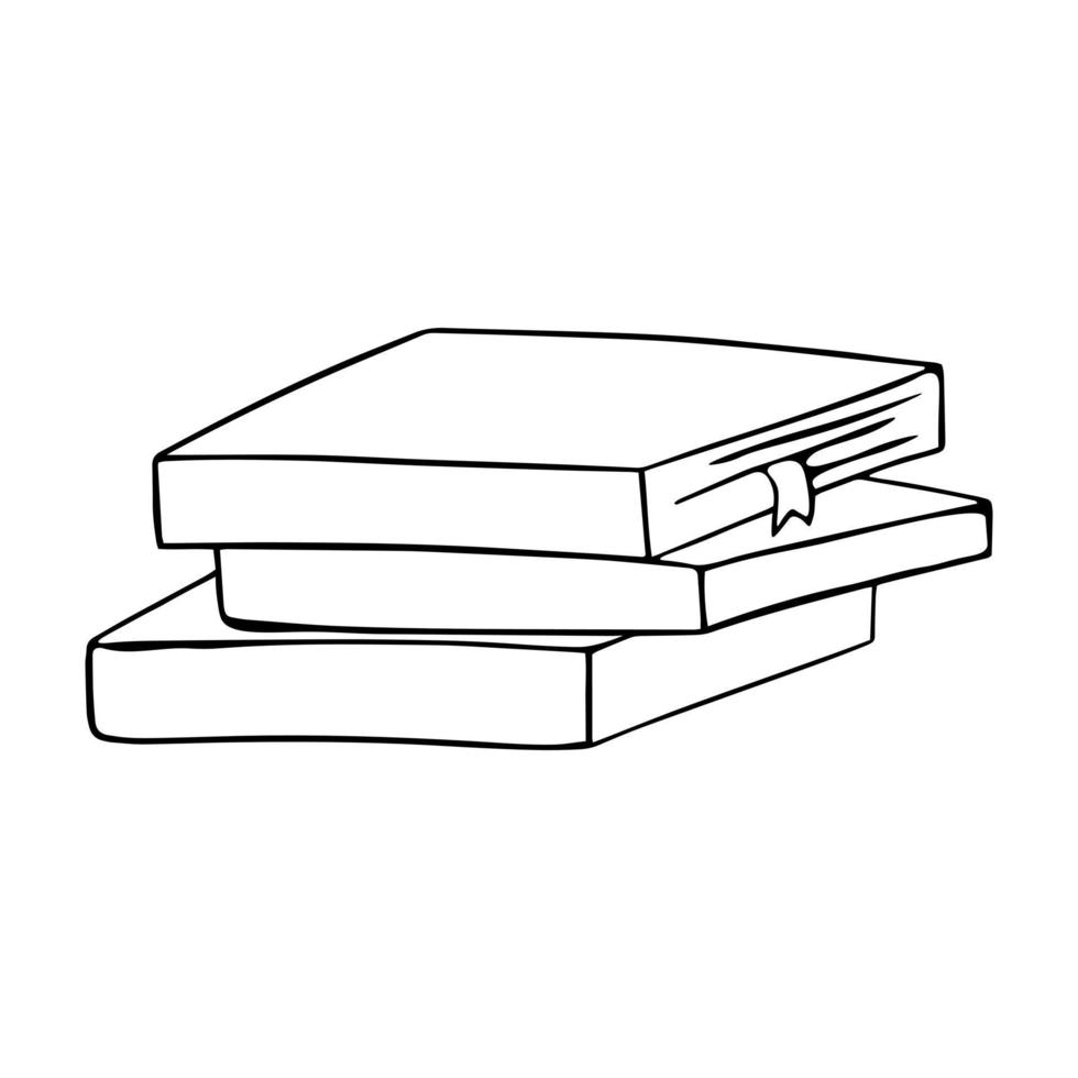 pilha de livros em estilo doodle em fundo branco vetor