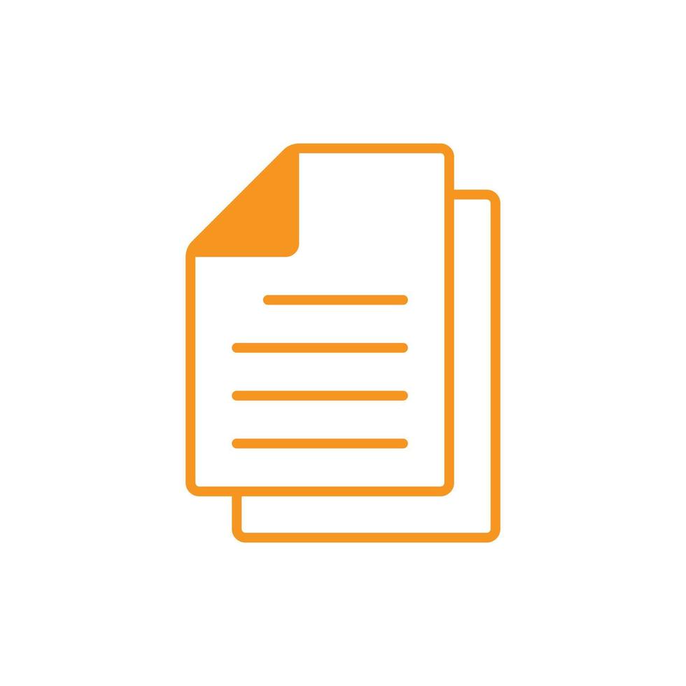 arquivo de cópia de vetor laranja eps10 ou ícone de arte de linha de documento isolado no fundo branco. símbolo de contorno de papel ou página em um estilo moderno simples e moderno para o design do seu site, logotipo e aplicativo móvel