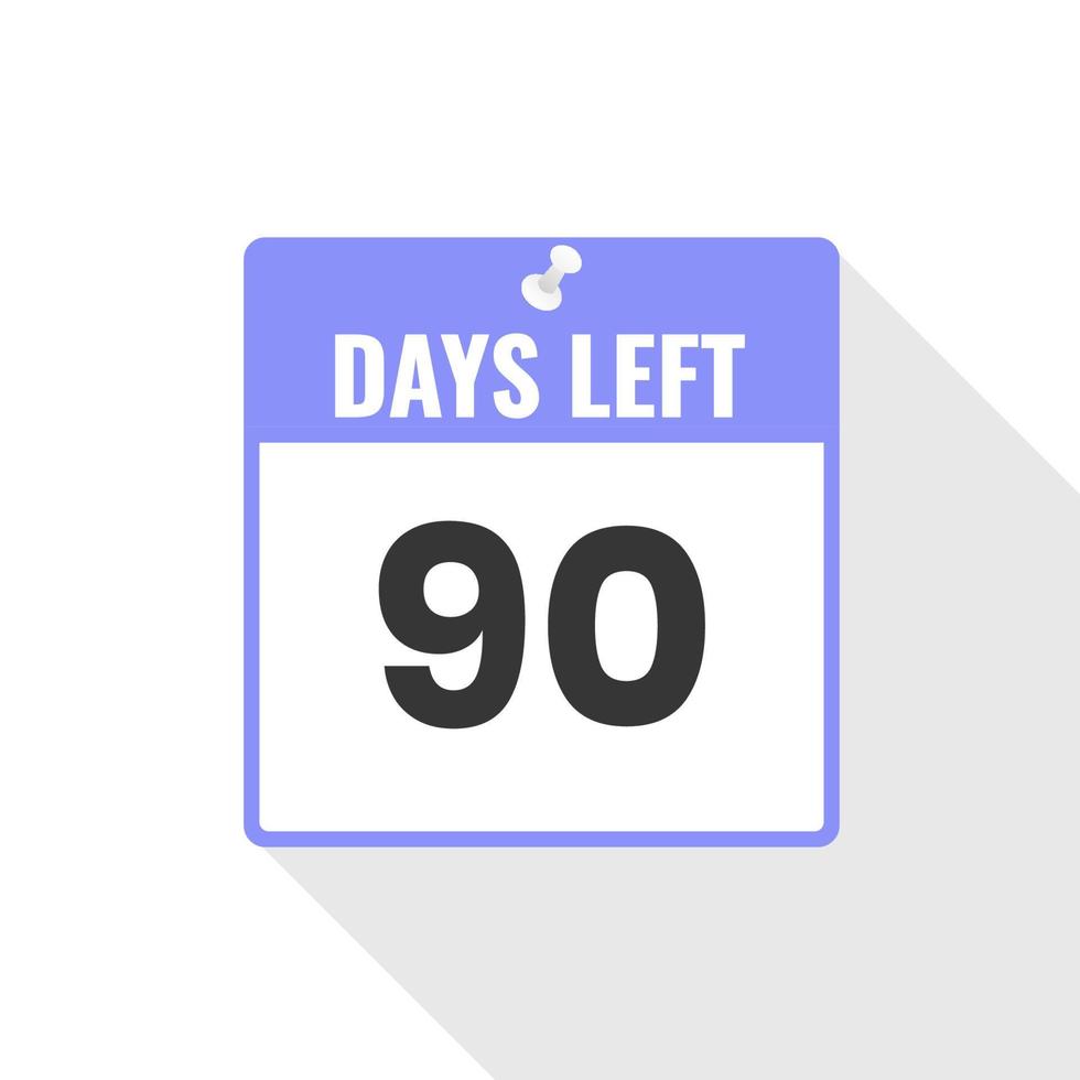 90 dias restantes ícone de vendas de contagem regressiva. Faltam 90 dias para o banner promocional vetor