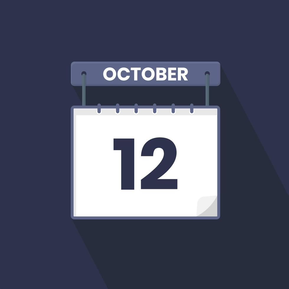 ícone do calendário de 12 de outubro. 12 de outubro data do calendário mês ícone ilustrador vetorial vetor