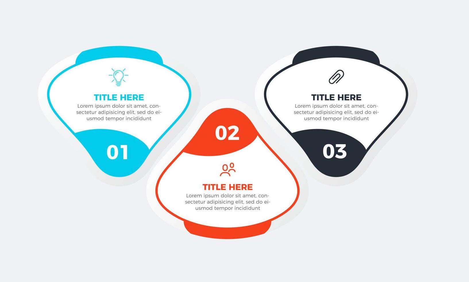 processo de infográfico de negócios com design de modelo colorido com ícones e 3 opções ou etapas, modelo de design de infográfico vetor