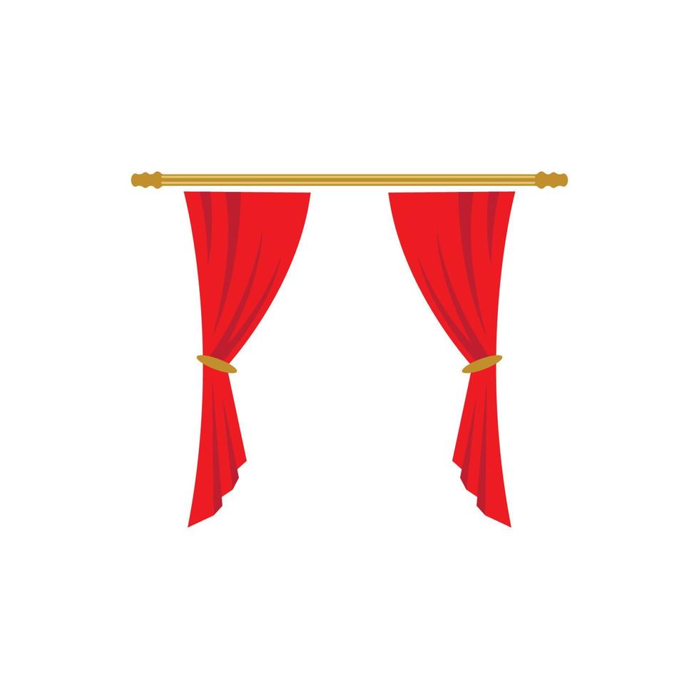 cortina vermelha decoração de cornija interior em tecido doméstico vetor