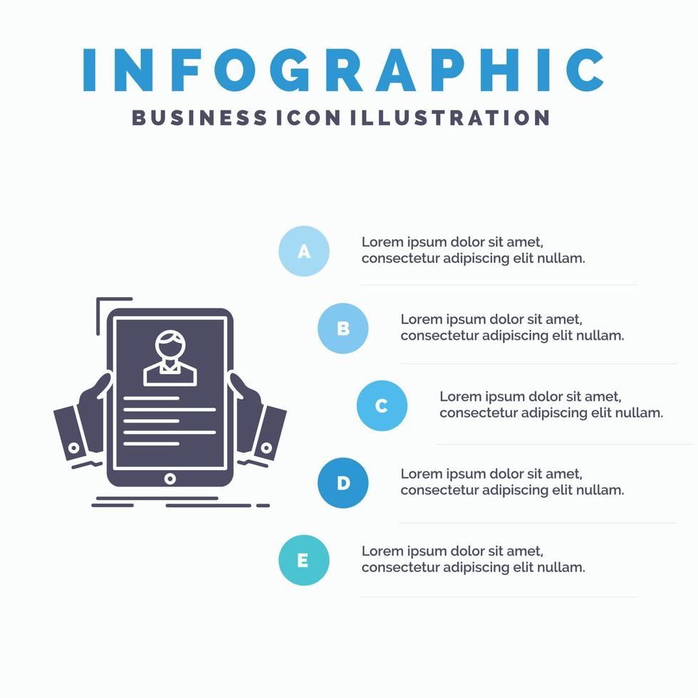 retomar. empregado. contratando. hora modelo de infográficos de perfil para site e apresentação. ícone de glifo cinza com ilustração em vetor estilo infográfico azul.