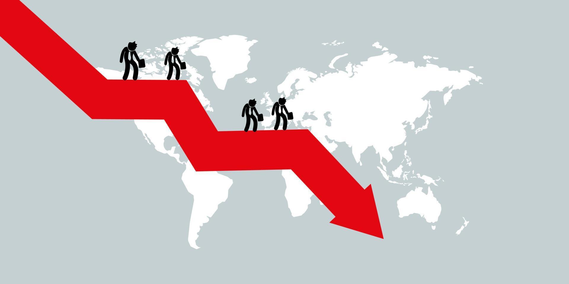 fundo economia recessão vetor crise finanças, gráfico para baixo do mercado