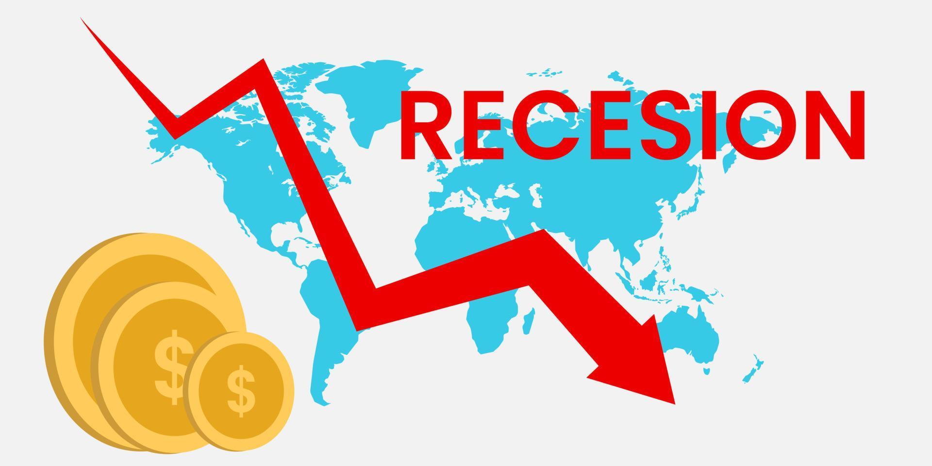 fundo economia recessão vetor crise finanças, gráfico para baixo do mercado