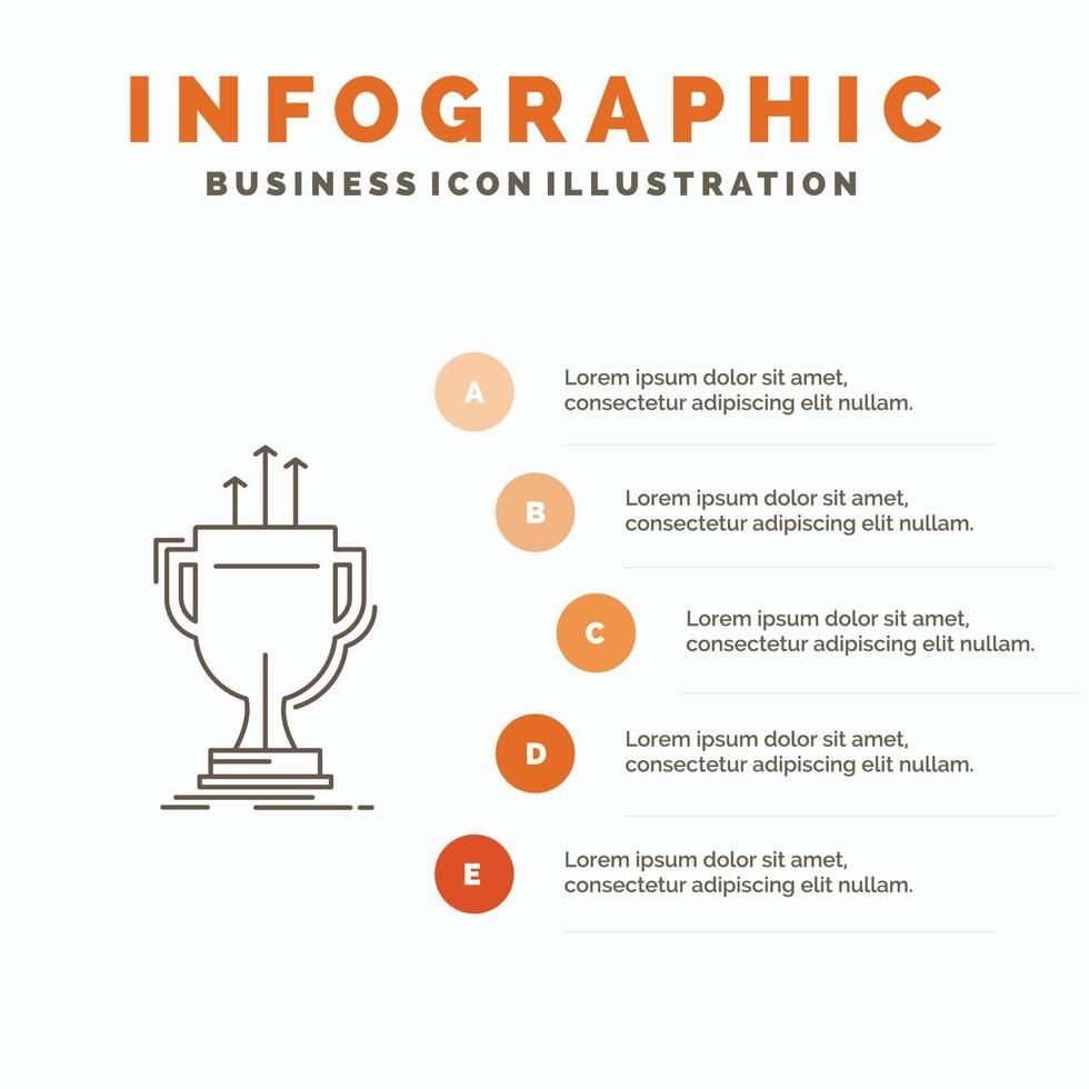 prêmio. competitivo. copo. borda. modelo de infográficos de prêmio para site e apresentação. ícone de linha cinza com ilustração vetorial de estilo infográfico laranja vetor