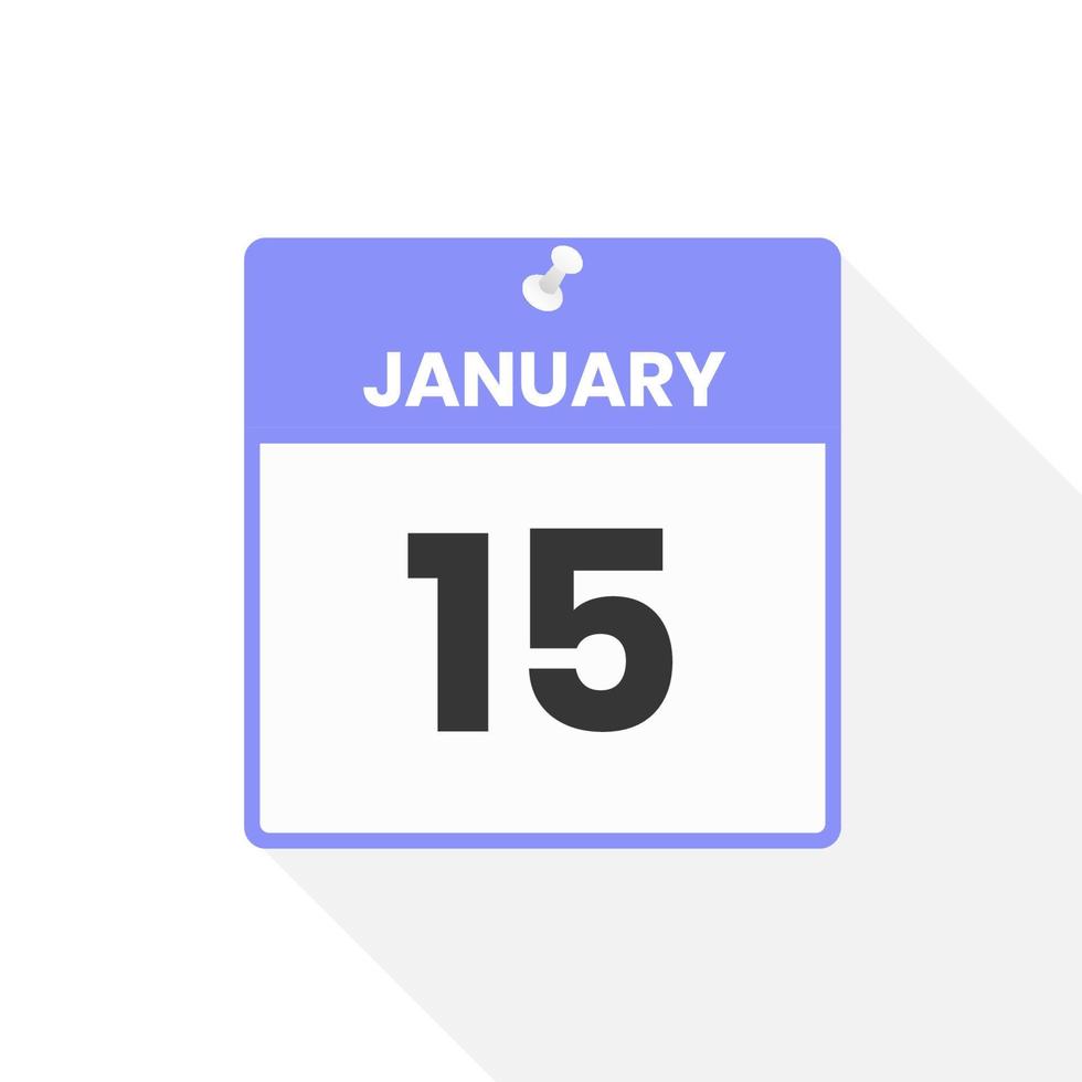 ícone de calendário de 15 de janeiro. data, ilustração em vetor ícone do calendário do mês