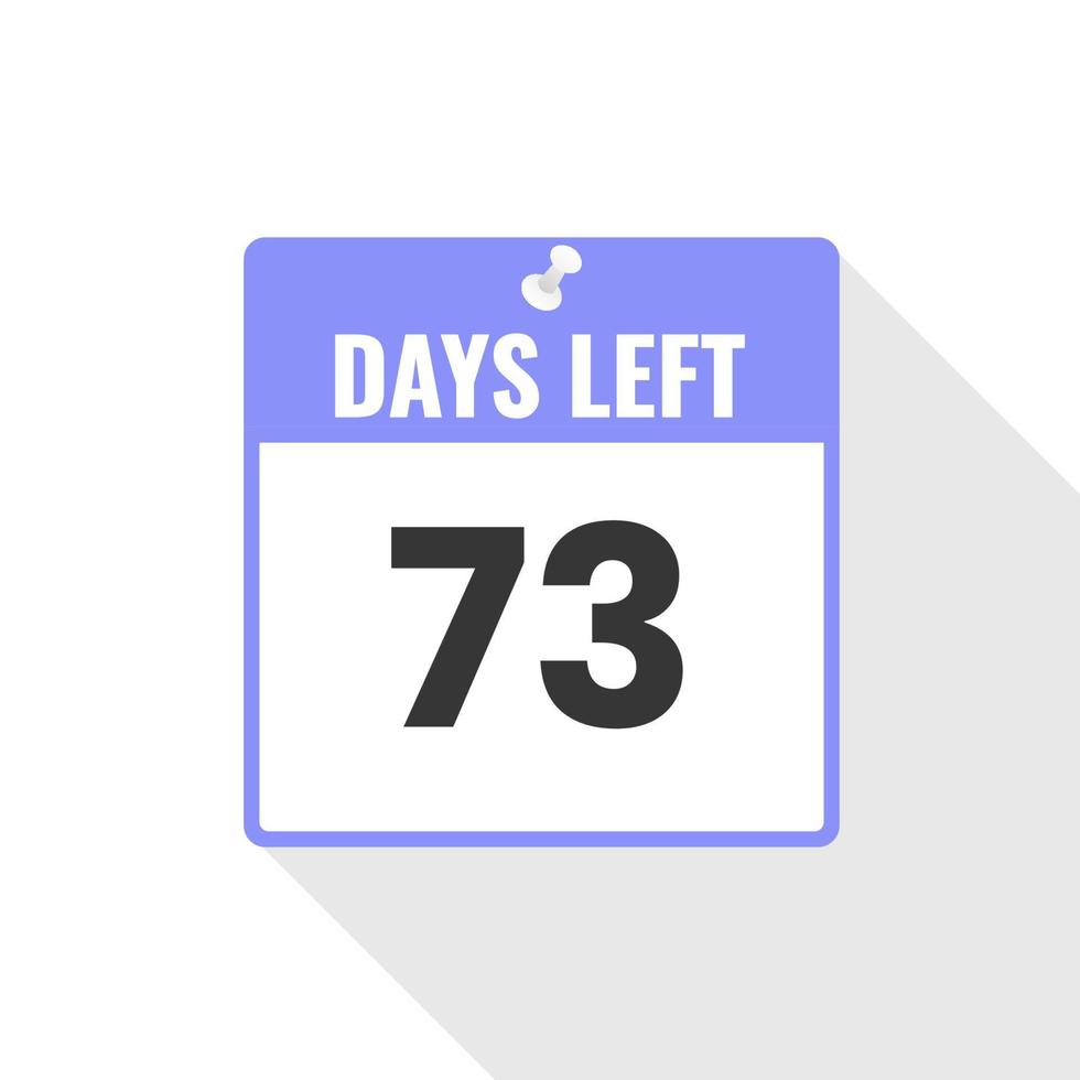73 dias restantes ícone de vendas de contagem regressiva. Faltam 73 dias para o banner promocional vetor