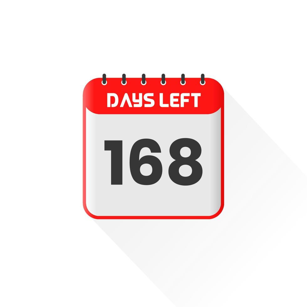 ícone de contagem regressiva 168 dias restantes para promoção de vendas. banner de vendas promocionais faltam 168 dias vetor