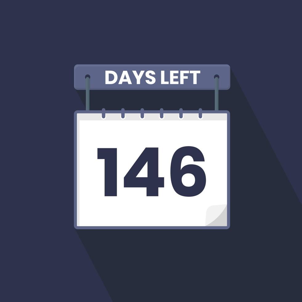 Faltam 146 dias para a contagem regressiva para promoção de vendas. Faltam 146 dias para o banner de vendas promocionais vetor