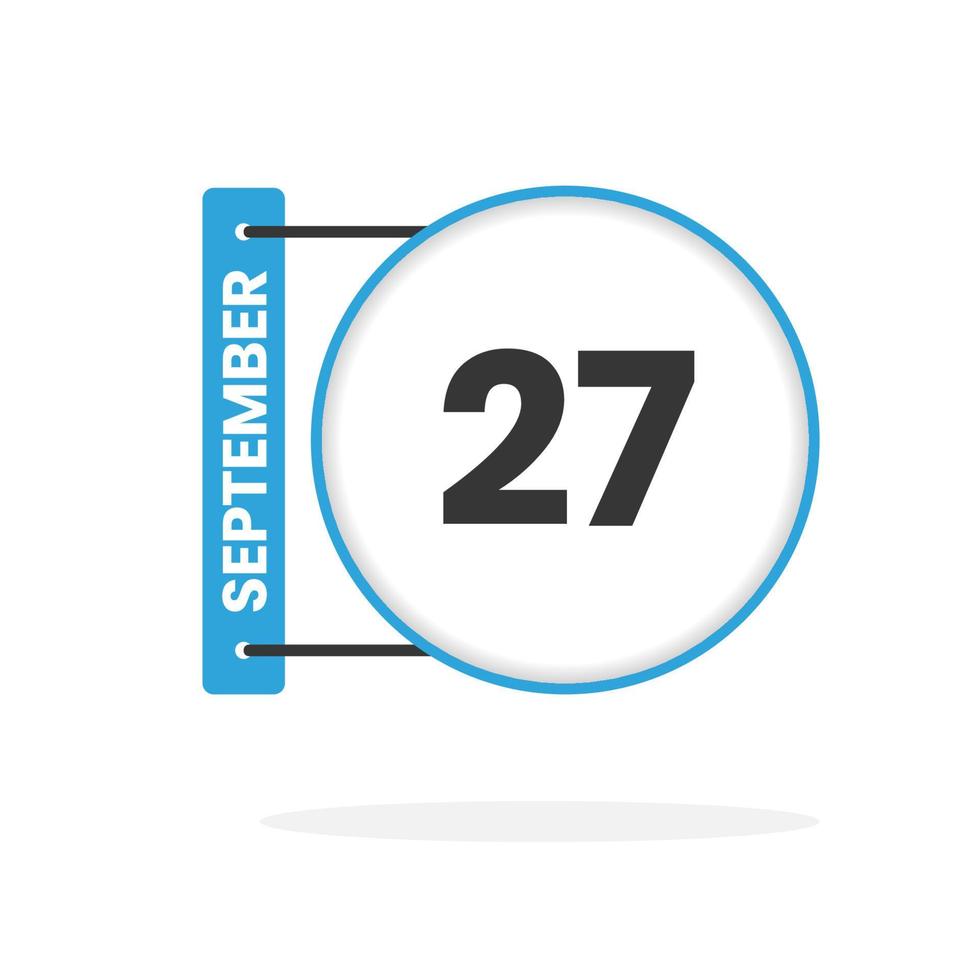 ícone de calendário de 27 de setembro. data, ilustração em vetor ícone do calendário do mês