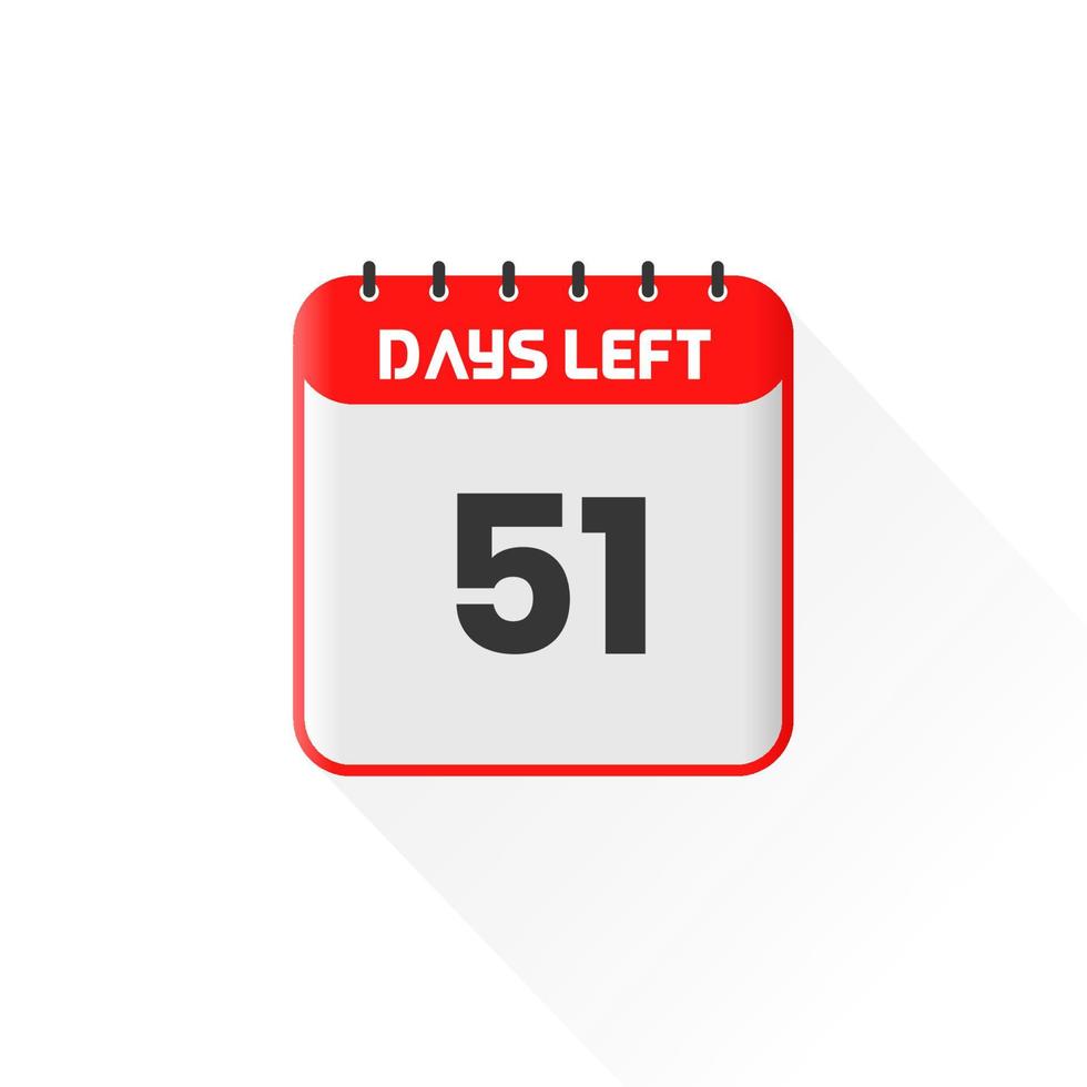 ícone de contagem regressiva 51 dias restantes para promoção de vendas. banner de vendas promocionais faltam 51 dias vetor